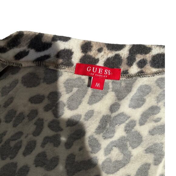 Women's Guess Long Leopard Print Sweater Duster, Long Sleeve, Size M, EUC - Picture 3 of 4